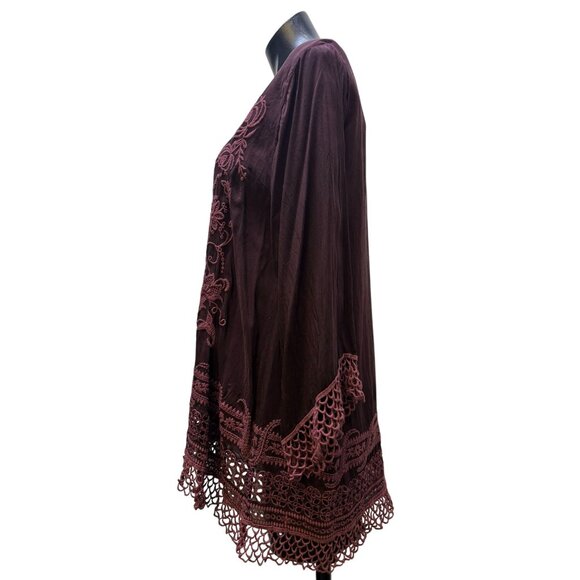 Johnny Was Embroidered Silk Blouse Maroon S - Picture 4 of 6